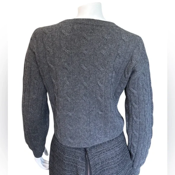 AG 100% Cashmere Cropped Cable Knit Sweater - Dark Gray (Size XS) - Picture 3 of 11